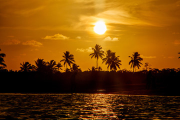 Porto de Galinhas / Pernambuco / Brazil. January, 18, 2020. Sunset at Maracaípe beach, in Porto de Galinhas, south coast of Pernambuco, famous tourist destination.