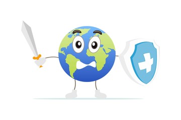 Set vector illustration against corona covid-19 virus. cure corona virus. Earth is against the concept of a virus. the concept of the corona virus vaccine. end of 2019-ncov.