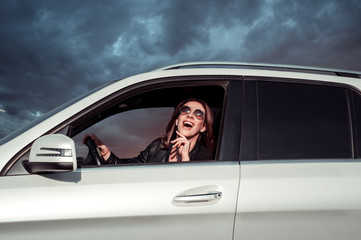 Businesswoman in the car