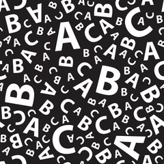 black and white abc letter background seamless