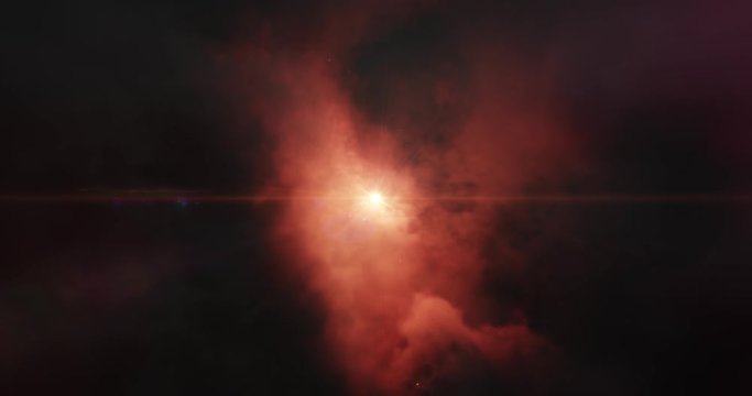 Central stars carved out a cavernous bowl-like cavity in the wall of a giant cloud nebula, ultraviolet radiation and stellar winds. collection of 3 animation of stellar system and gas nebula. 3D rende