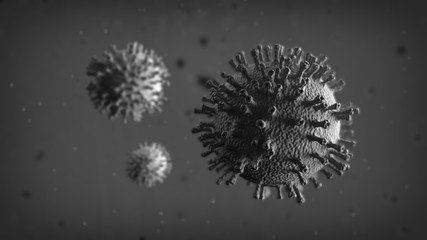 Coronavirus under the microscope. 3d illustration of COVID-19 cells structure.