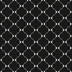 Art deco vector seamless pattern. Elegant geometric texture with thin curved lines, mesh, lattice. Subtle abstract monochrome background, repeat tiles. Stylish dark design for decor, covers, textile