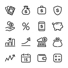 Business and Finance Icons, vector line icon set