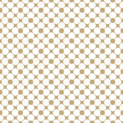 Golden geometric seamless pattern. White and gold floral ornamental background, repeat tiles, round flower shapes, grid, lattice, mesh. Elegant ornament texture. Asian style design. - Stock vector