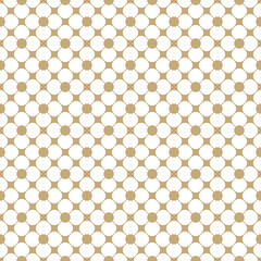 Golden geometric seamless pattern. White and gold floral ornamental background, repeat tiles, round flower shapes, grid, lattice, mesh. Elegant ornament texture. Asian style design. - Stock vector