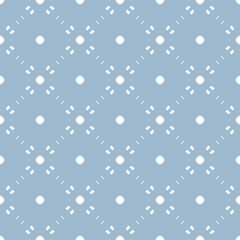 Blue vector minimalist background. Simple geometric seamless pattern with tiny elements, circles, strokes. Subtle abstract texture. Delicate design for decor, prints, fabric, textile, cloth, bedding