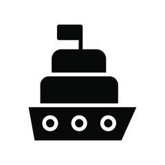 Fototapeta premium Cruiser Ferry Icon , Template Logo Design Emblem Isolated Illustration , Tourist Holiday Summer , Outline Solid Backgound White 