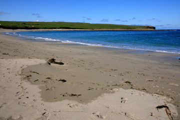 Skara Brae - Orkney (Scotland), UK - August 10, 2018: Skara Brae beach, Orkney, Scotland, Highlands, United Kingdom