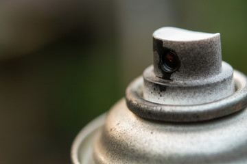 close up head aluminum spray paint can. with copy space