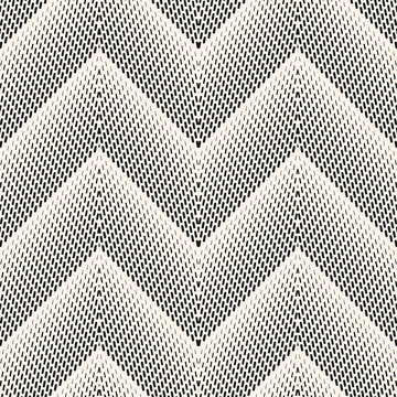 Vector geometric halftone seamless pattern with small lines, fading stripes, zigzag, chevron. Monochrome gradient transition effect. Sport style background. Abstract black and white repeat texture
