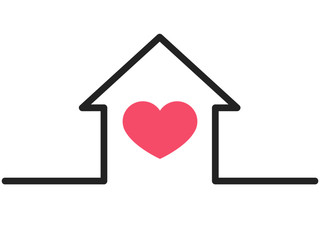 ハートアイコンと家イラスト