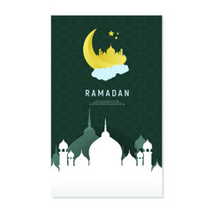 Fototapeta na wymiar Ramadan Mubarak in Arabic Calligraphy greeting card