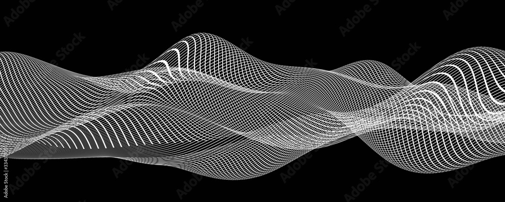 Aufkleber data technology abstract modern futuristic white lines low poly shape wire mesh surface 3d illustrat