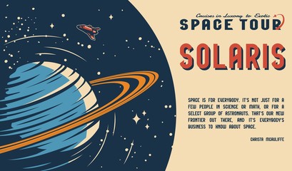 Vintage space travel horizontal poster © DGIM studio