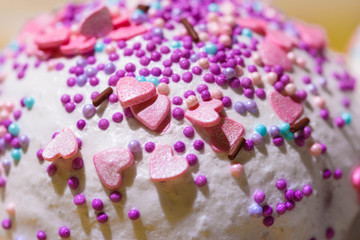 Closeup of Easter sweet cake with crumbs