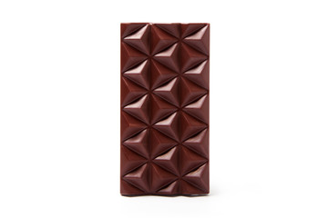 Milk chocolate rectangular shape with a triangle pattern on white background