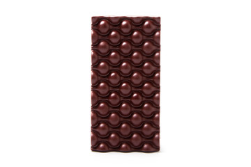 Milk chocolate rectangular shape with a circle pattern on white background