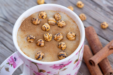 Boza or Bosa, traditional Turkish drink with roasted chickpea Boza or Bosa, traditional Turkish drink with roasted chickpea