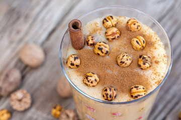 Boza or Bosa, traditional Turkish drink with roasted chickpea Boza or Bosa, traditional Turkish...