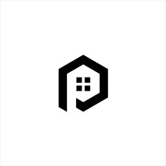 logo home hexagon , logo letter p home hexagon 