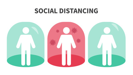 Social distancing. Keep the 1-2 meter distance. Coronovirus epidemic protective. Vector illustration