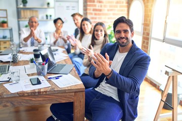 Group of business workers working together at the office