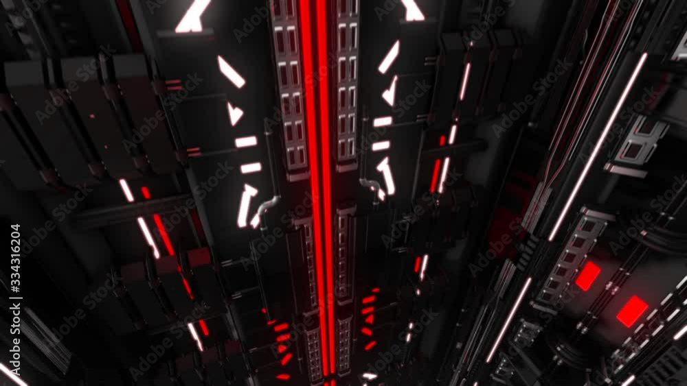Poster abstract futuristic animation with technological tunnel, seamless loop. animation. flying through un