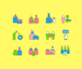 Set of Simple line Icons of B2B
