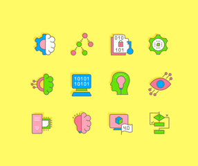 Set of Simple line Icons of Computer Science