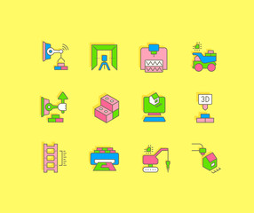 Set of Simple line Icons of Construction Technology