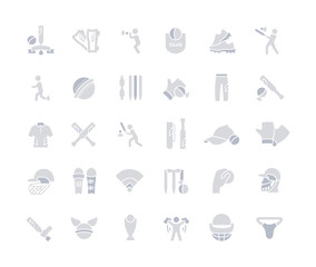 Set of Simple Icons of Cricket