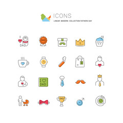 Set Vector Line Icons of Father's Day