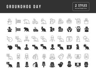 Vector Simple Icons of Groundhog Day