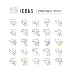 Vector Line Icons of International Day of Sport