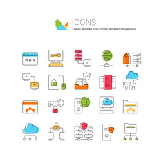 Set Vector Line Icons of Internet Technology