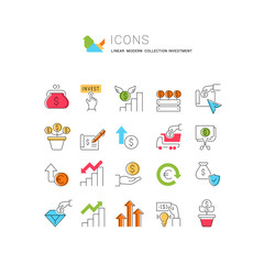 Set Vector Line Icons of Investment