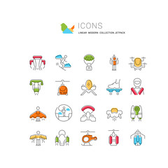 Set Vector Line Icons of Jetpack.