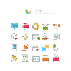 Set Vector Flat Line Icons Journalism