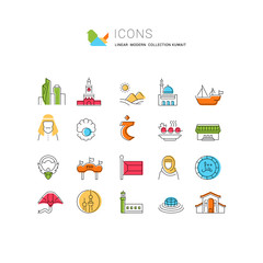 Set Vector Line Icons of Kuwait.