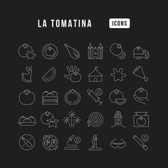 Vector Line Icons of La Tomatina