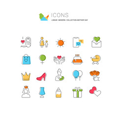 Set Vector Line Icons of Mother's Day