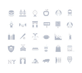 Set of Simple Icons of New York
