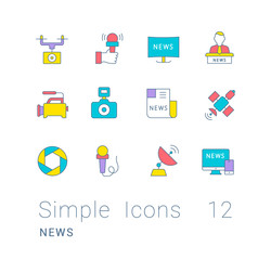 Set of Simple line Icons of News