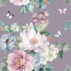 Naklejki  Elegancka ilustracja kwiat akwareli