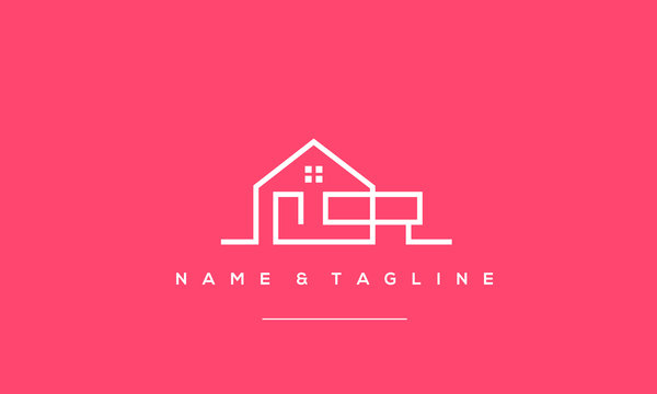 A line art icon logo of a house 
