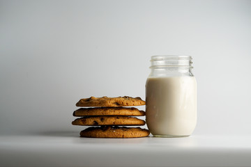 Chocolate chip cookies and milk