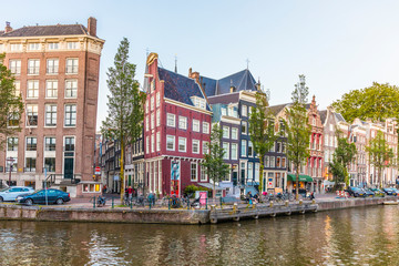 Naklejka premium Canals and houses of Amsterdam