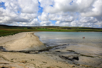 Broch of Gurness - Orkney (Scotland), UK - August 10, 2018: A beach near Broch of Gurness, Orkney, Scotland, Highlands, United Kingdom