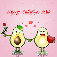 illustration of Avocado couple with hearts